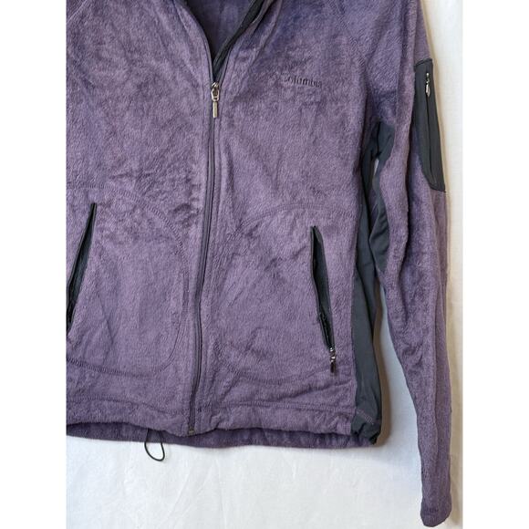 Columbia Womens Purple Pullover Sweater Full Zipped Up Mock Neck Pockets Size M - Picture 4 of 10